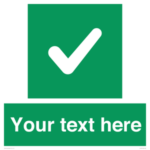 Custom green background, green square with tick sign